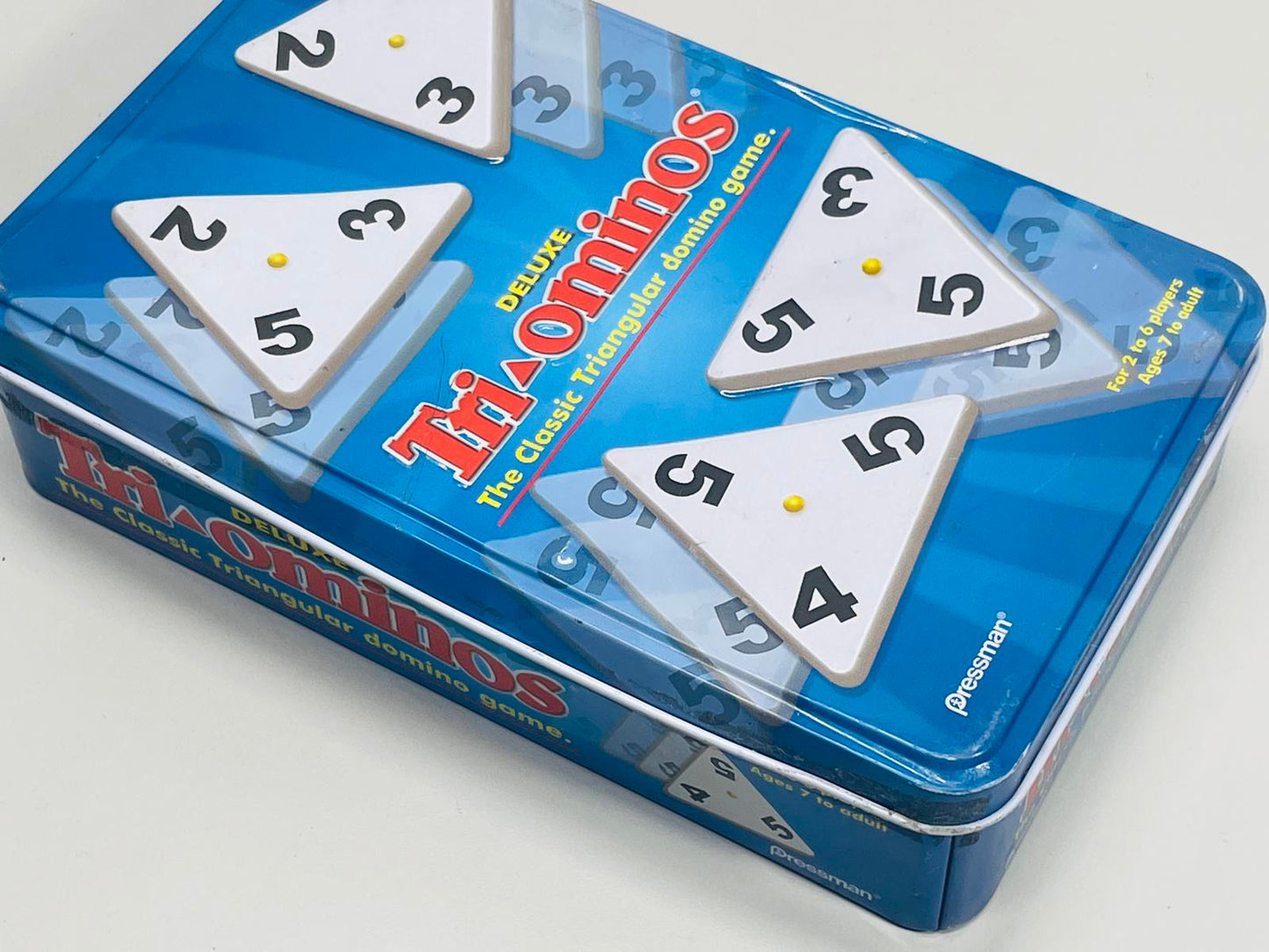 MISSING 1 TILE Tri-Ominos in tin Box