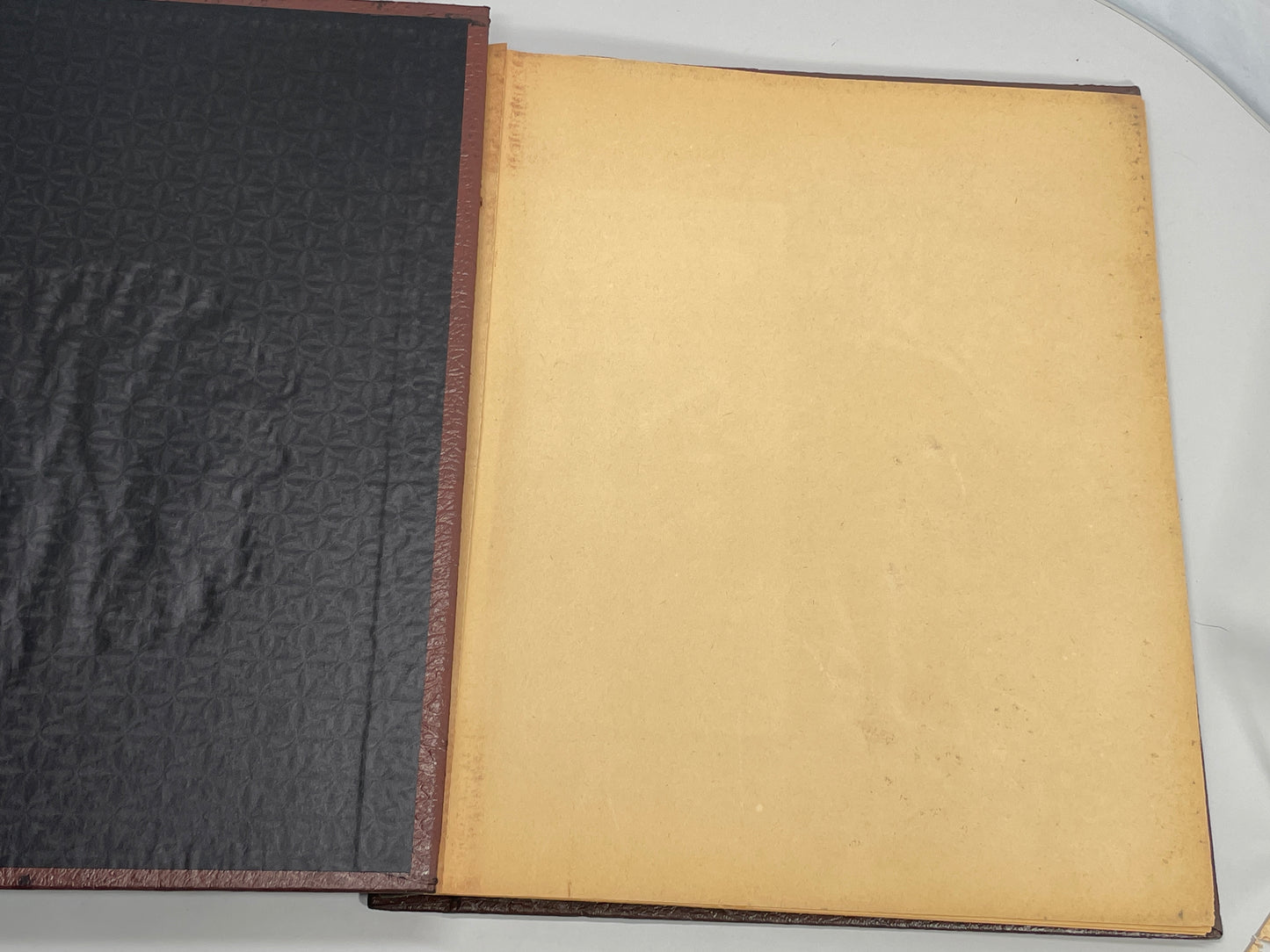 VINTAGE Scrapbook 1950's Hard Leather Bound with Textured Indian Chief Head Embellishment 12x14