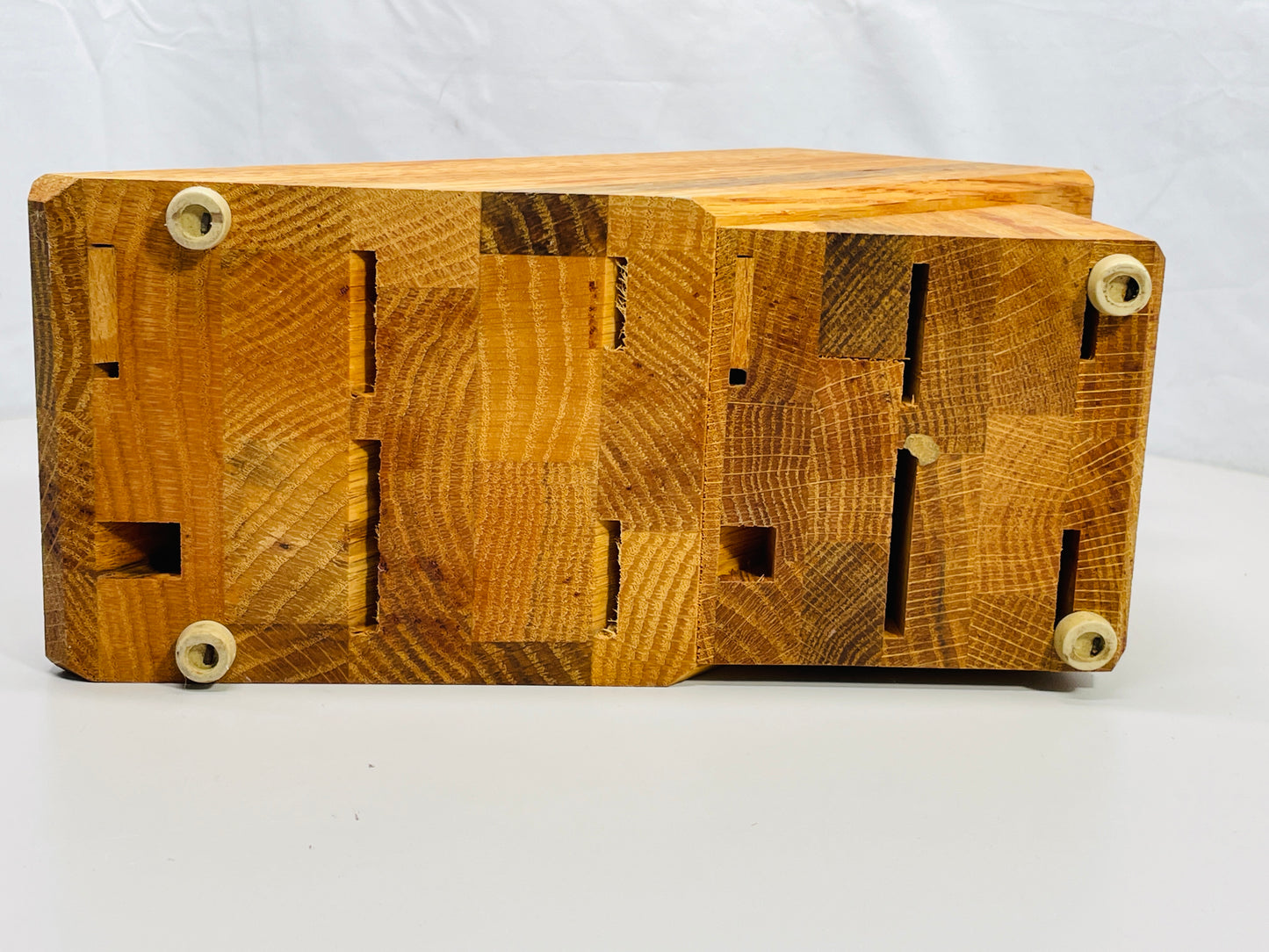 Wooden Knife Block 6 Slots Pecan Stain Lt Wear