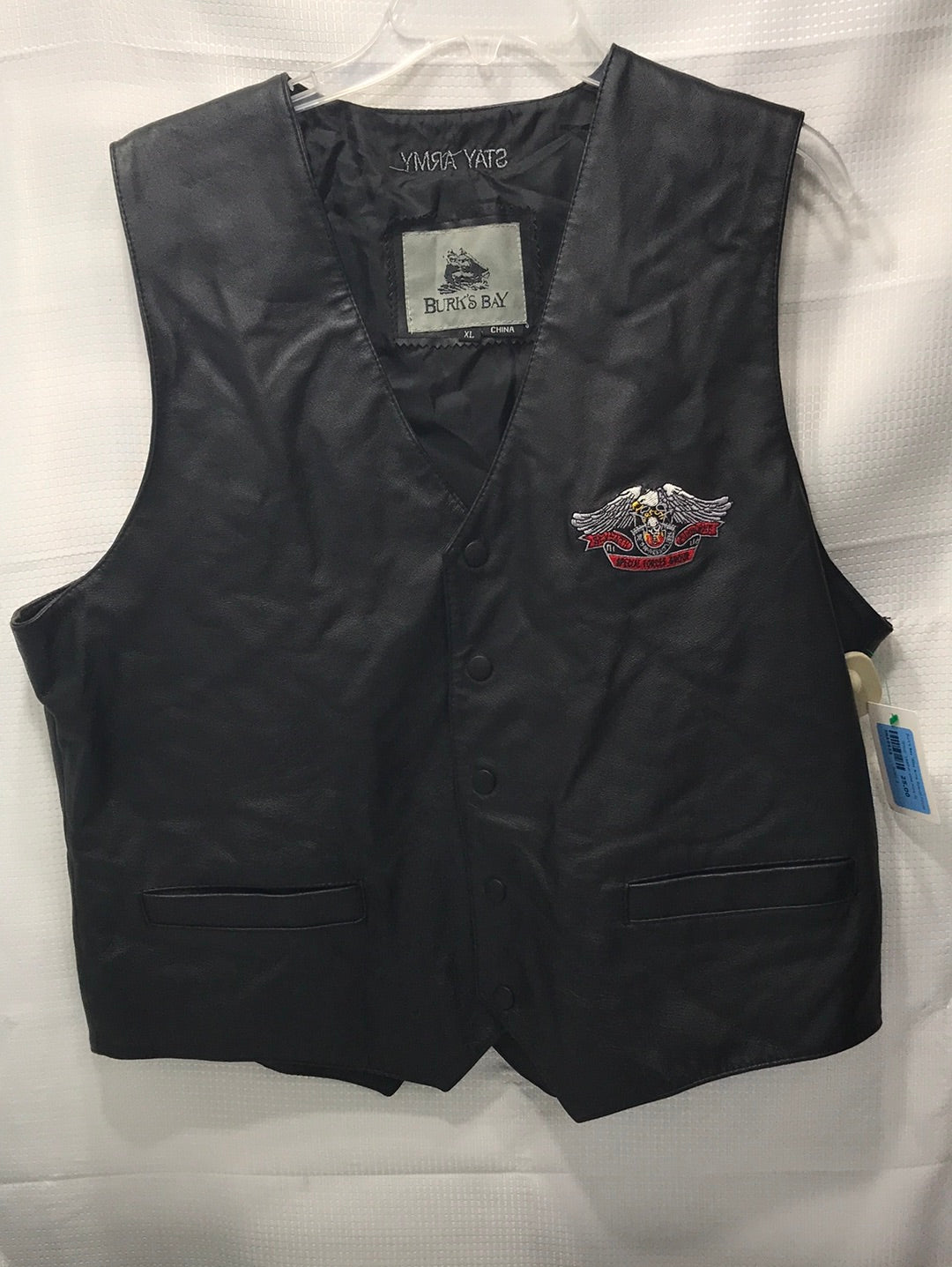 Burk's Bay "Stay Army Special Forces Group" Leather Vest Mens XL