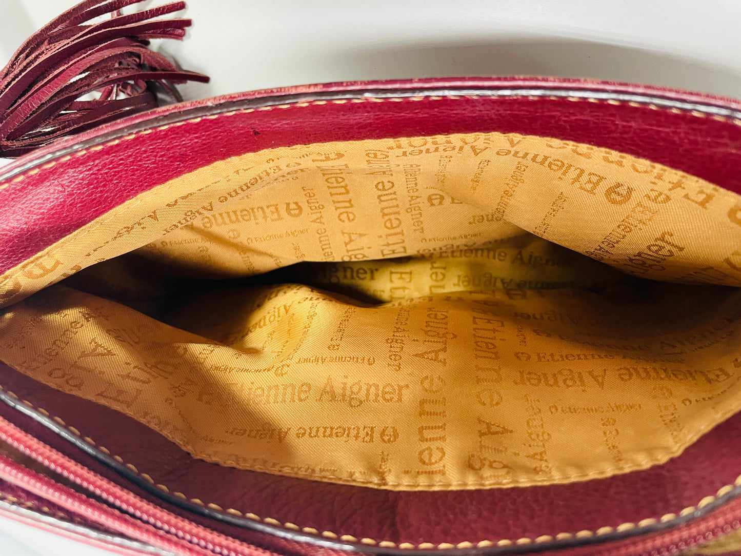 Vintage Etienne Aigner Purse Leather Red Burgundy 77810