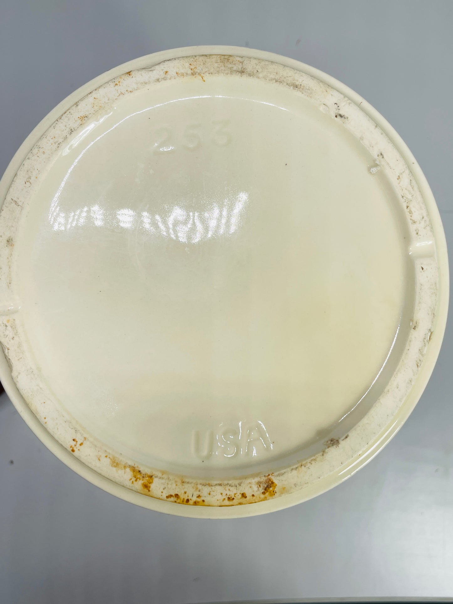 VINTAGE McCoy Pottery #253 FRUIT FESTIVAL Cookie Jar / Canister REPAIRED HANDLE