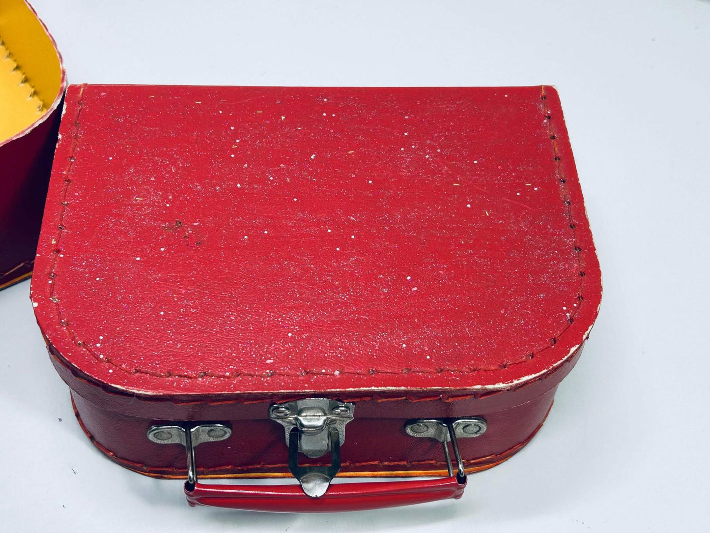 Vintage Petit Jour 2 Pc Red Doll Luggage Set Lunchbox Cardboard