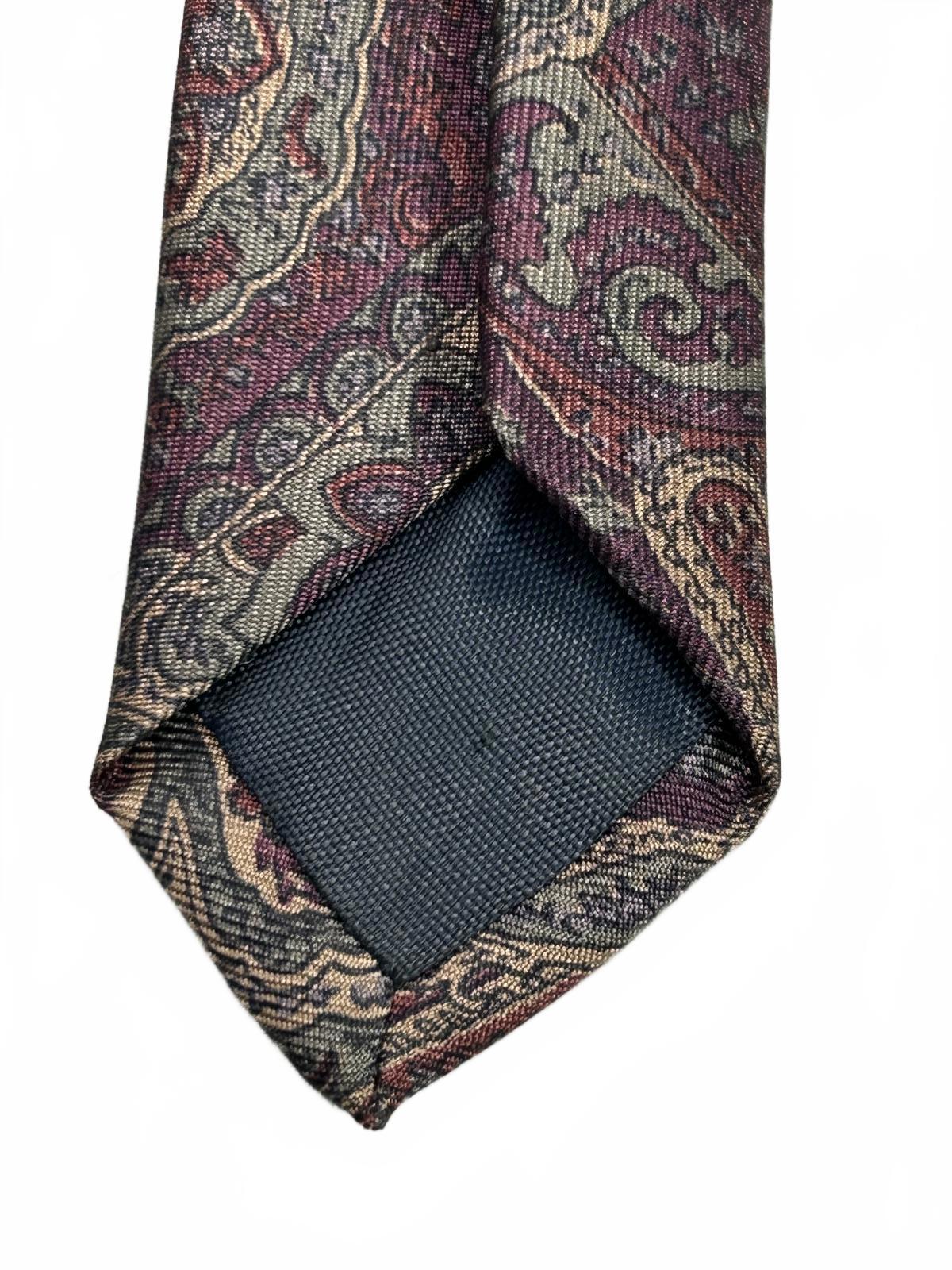 Vintage Geoffrey Beene Mens Necktie Burgundy Paisley 100% Silk