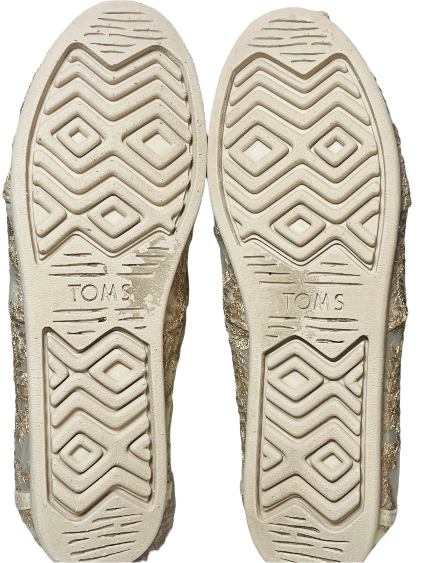 EUC Toms Slip Ons Wedding Lace Ivory Cream Womens US 7.5 Freshy Laundered