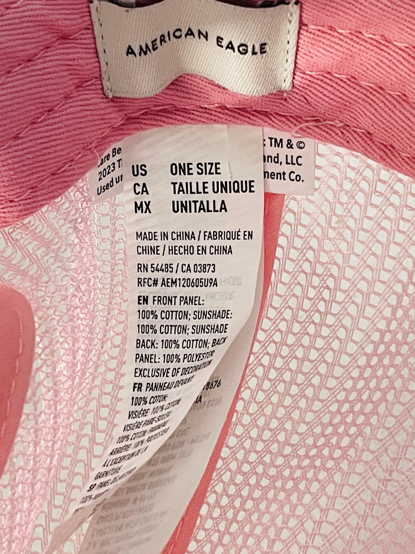 American Eagle Carebears Trucker Hat Ball Cap Pink Corduroy Snap Back One Size Lt Wear