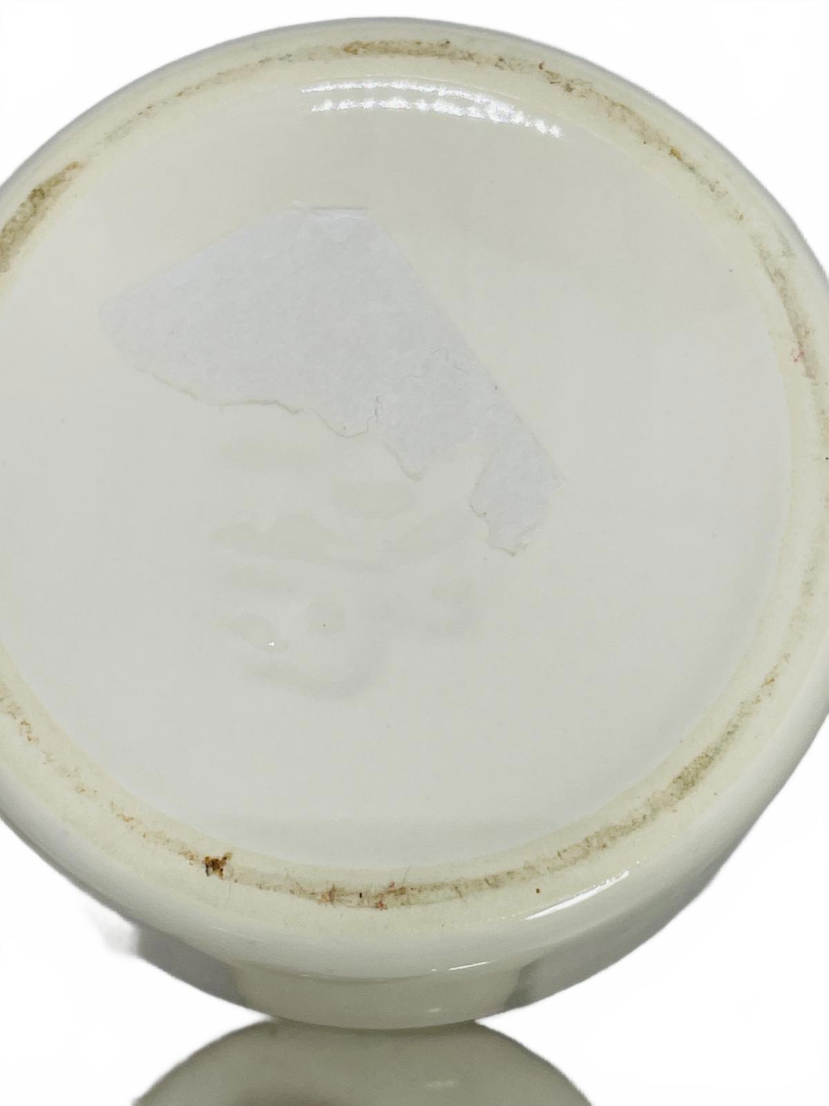 VINTAGE 2 PC Cream/Sugar Bowls Ceramic Beige with Blue Stripes 3" x 4"