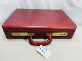Vintage Hardshell Briefcase Red Leather with thumb Number Locks Left/Right TESTED