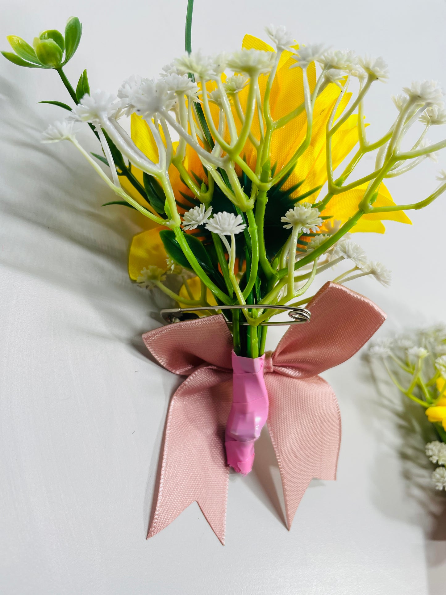 HANDMADE Sunflower Wedding Boutonniere set 113 Ready to Wear with Basket