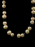 Genuine Freshwater Pearl Necklace 17" with Black Glass Beads 38 Total White Pearl Beads