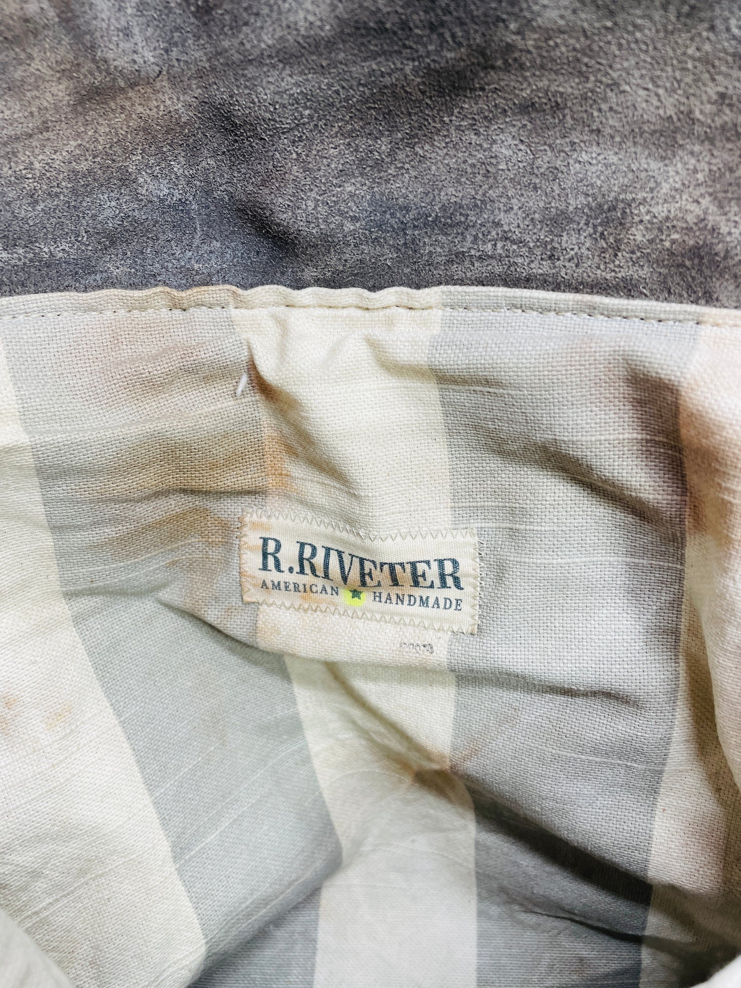 R.Riveter Original Canvas Handbag Purse Black with Leather Flap Distressed Extreme Wear Messenger Bag