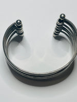 Silver Tone Multi Bangle Cluster Cuff Bracelet