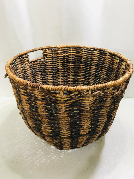 Large Round Woven Basket w/ Handles 12" x 18"