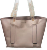 EUC Michael Kors Large Tote Blush Pink Vegan Leather Clear Logo Straps