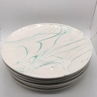 Creative Co-Op 6 Pc Plate Set Teal Marbled 11"