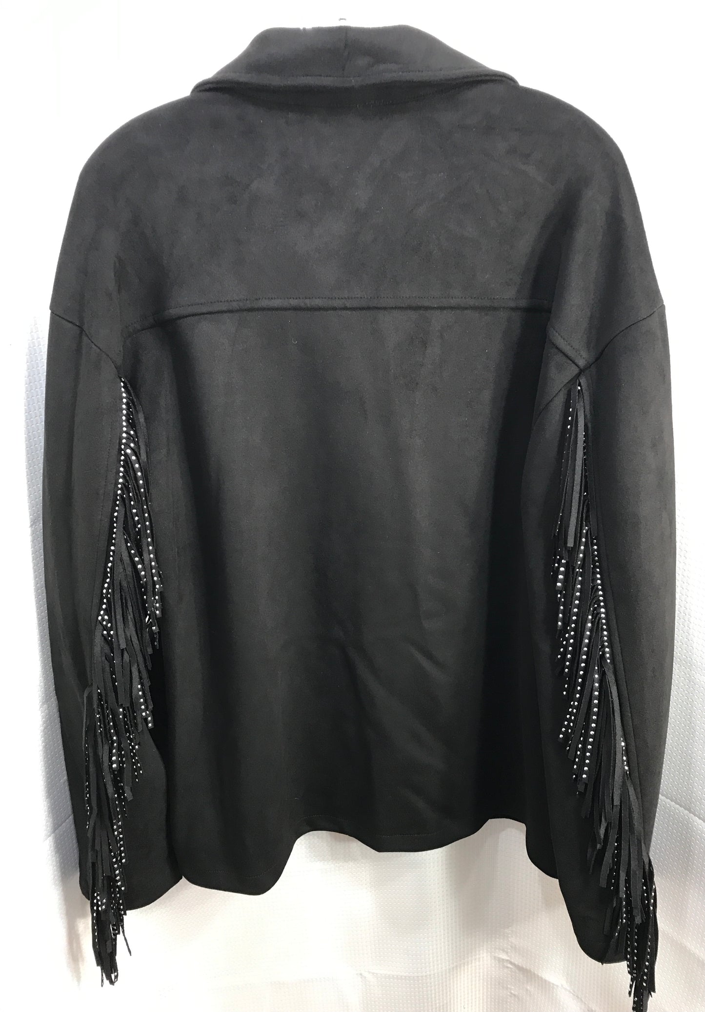 Sweet Rain Fashion Shacket Black Fleece with Studded Fringe Ladies M