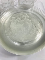 Arcoroc 16 Pcs. Dessert Plate & Mug Set Clear Glass with snow scene