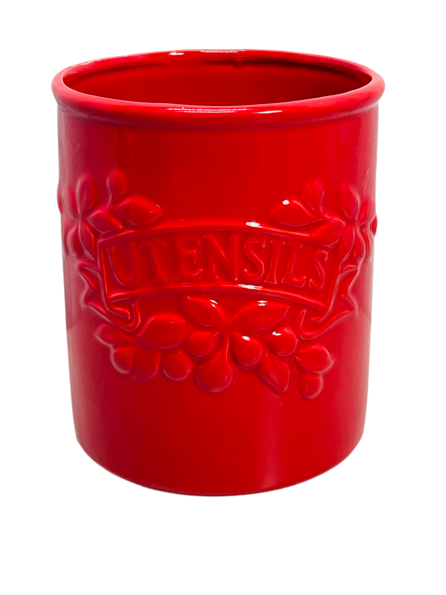 Boston Warehouse Kitchen Utensil Holder RED Ceramic