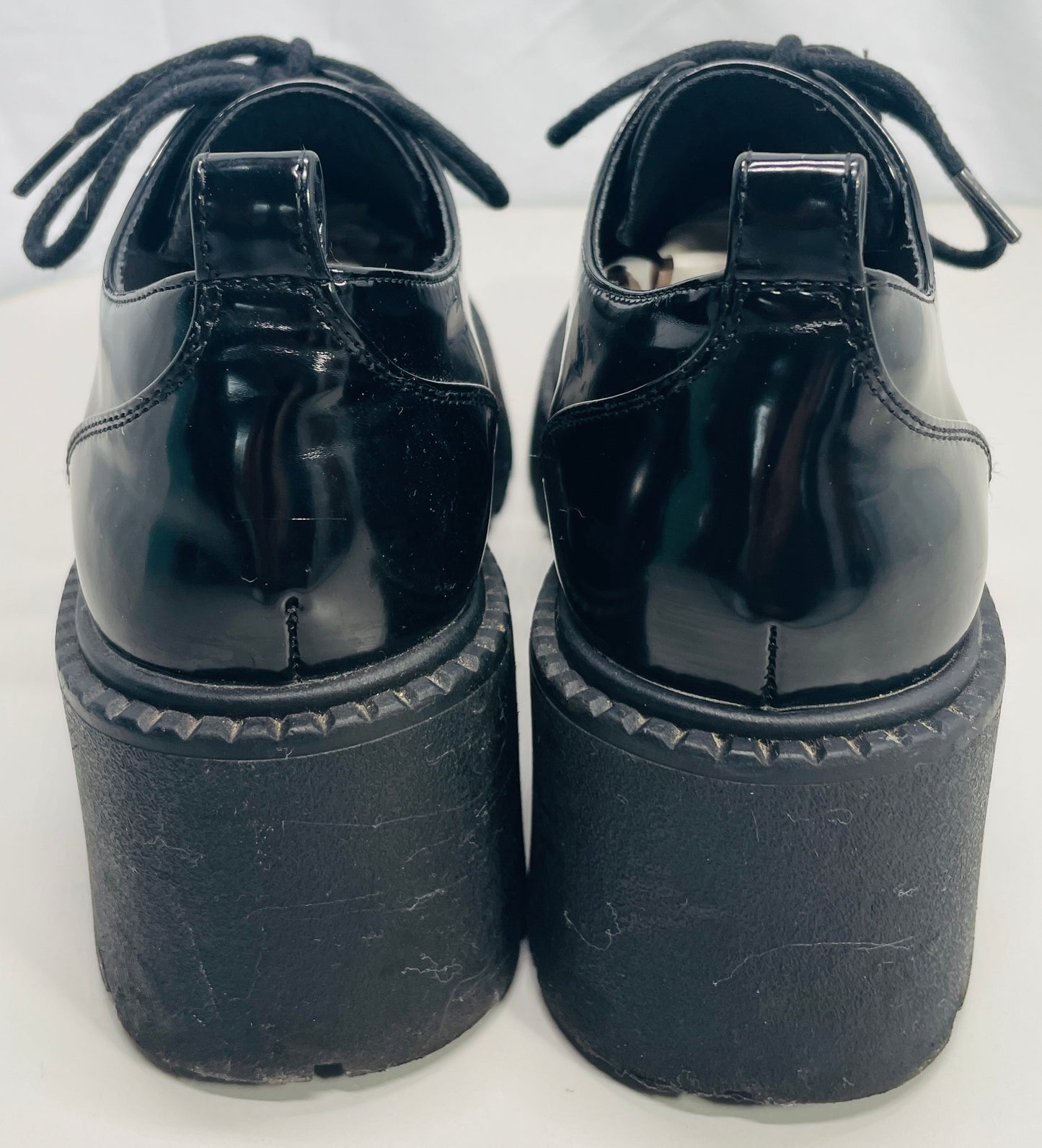 Madden Girl Patent Leather Black Platform Lace Up Shoes G Tracy Womens 9M