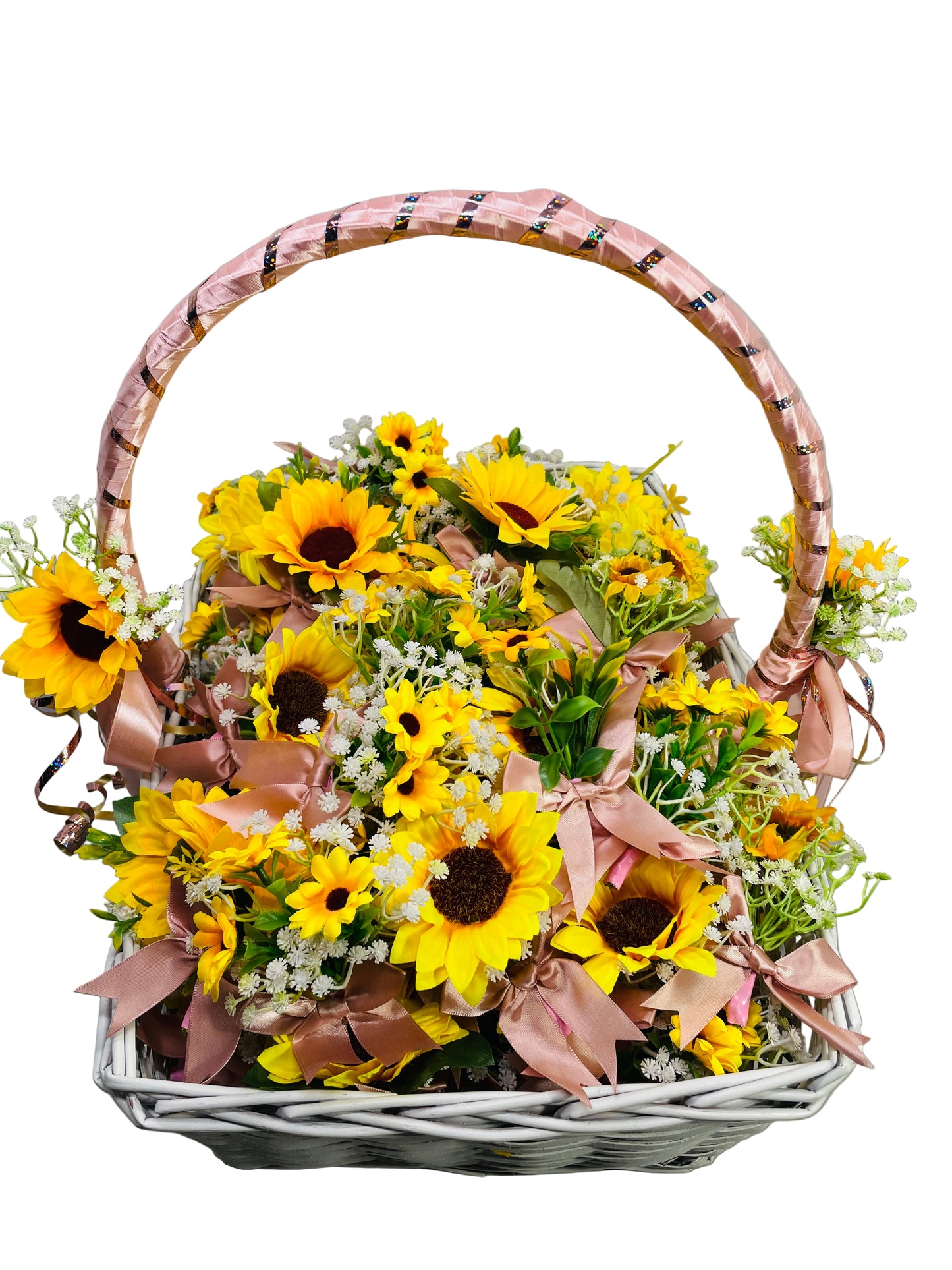 HANDMADE Sunflower Wedding Boutonniere set 113 Ready to Wear with Basket