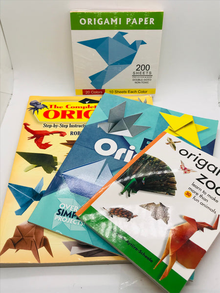 (4 Book Set)   ORIGAMI Instructions & Patterns + 200 Sheets of Origami Paper