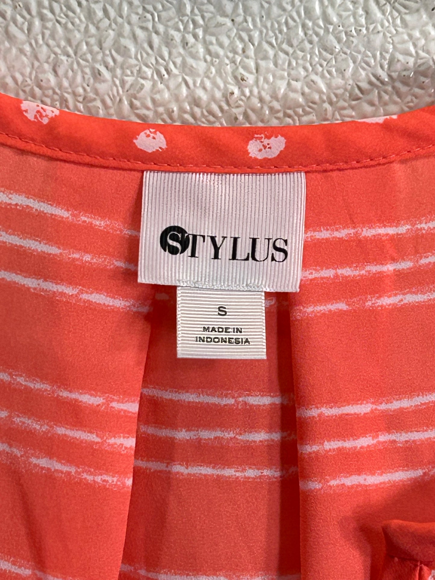Stylus Sheer Coral / White Sleeveless Shirt Ladies S