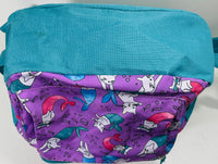 Purple & Teal Backpack with Mermaid Kitties SO CUTE! LT STAINING