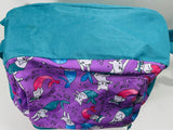 Purple & Teal Backpack with Mermaid Kitties SO CUTE! LT STAINING