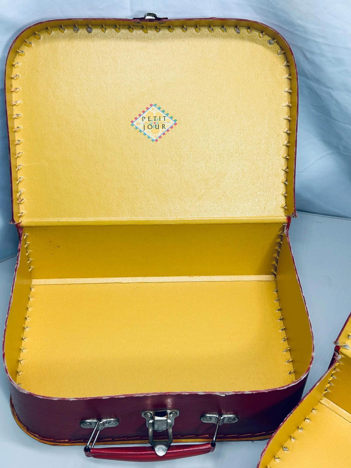 Vintage Petit Jour 2 Pc Red Doll Luggage Set Lunchbox Cardboard