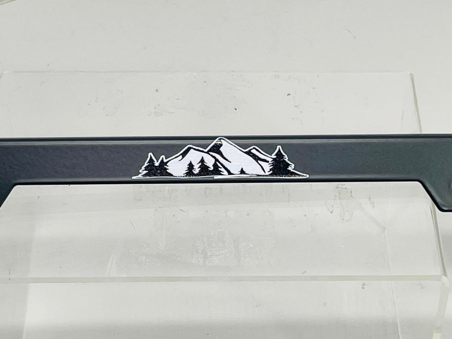 NEW License Plate Frame BIGFOOT with Mountain Scene Black Plastic