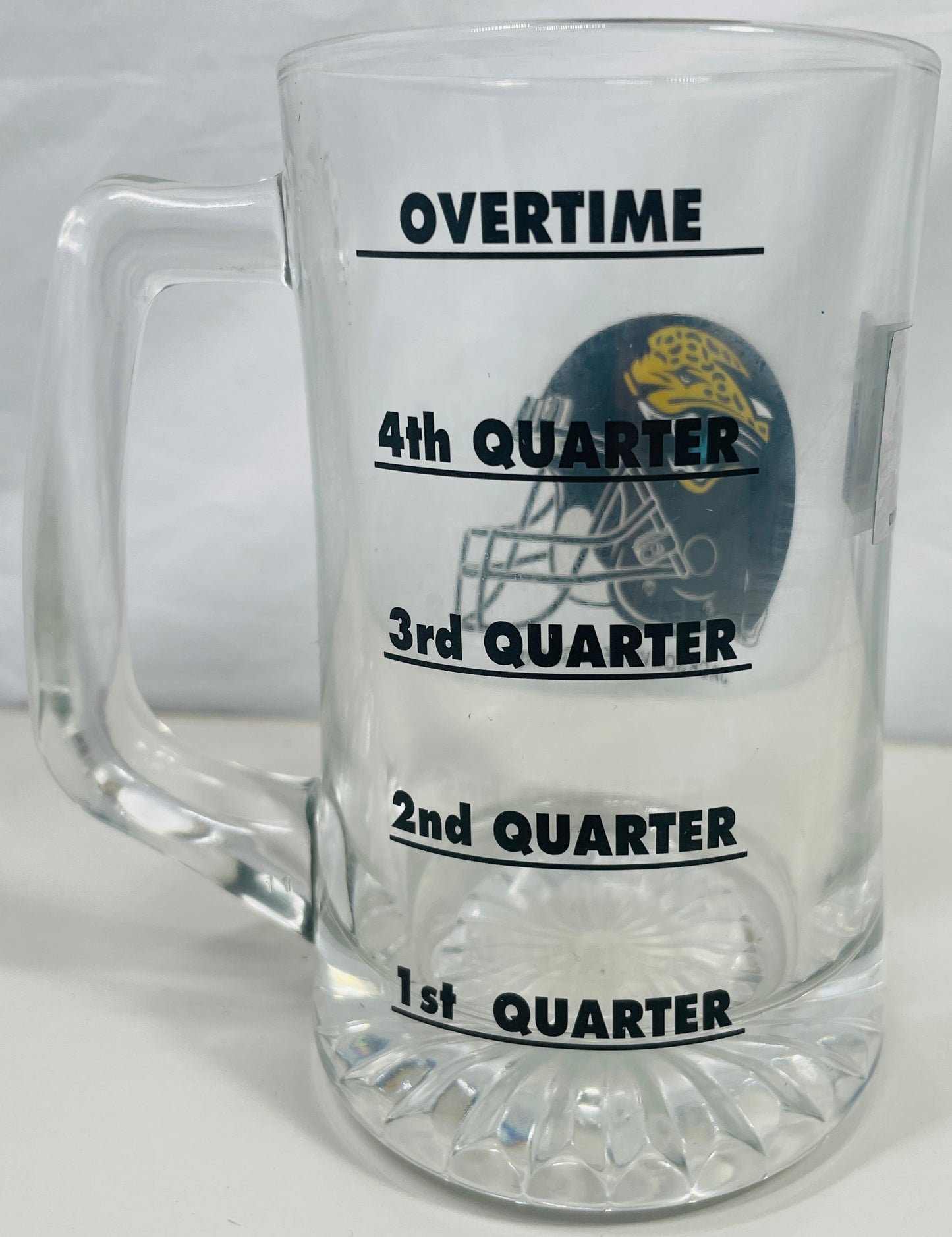 VINTAGE NFL Jacksonville Jaguars Beer Stein Glass 5.5" with Quater Drink Lines