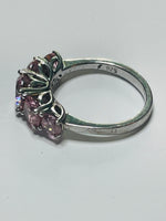 Sterling Silver 925 RING with 5 Pink Stones SIZE 4.5