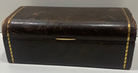 Vintage Trademark Wooden Leather Bound Box Gold Trim Playing Double Deck Card Storage 8"