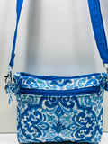 Handmade EUC Purse Crossbody Blue Floral Small 8"