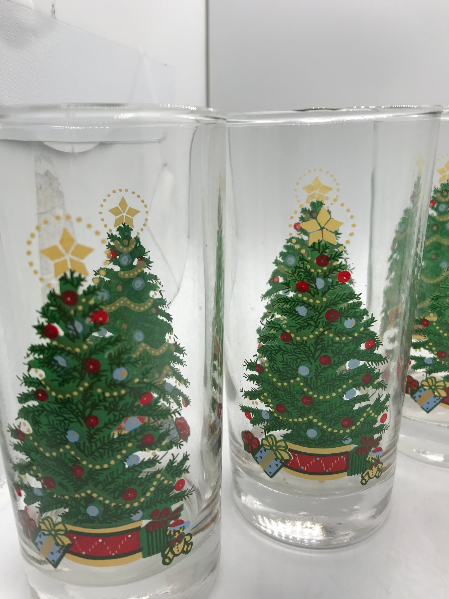 Home Interior & Gifts Glass 6 Piece Christmas Tree Tumbler Set 12 oz