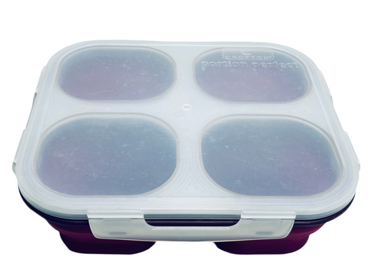Crofton Portion Control 4 Part (1 cup ea) Food Cups Purple with Lid Collapsible