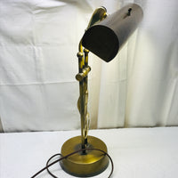 Tested Vintage Brass Desk Lamp with Music Note Accent