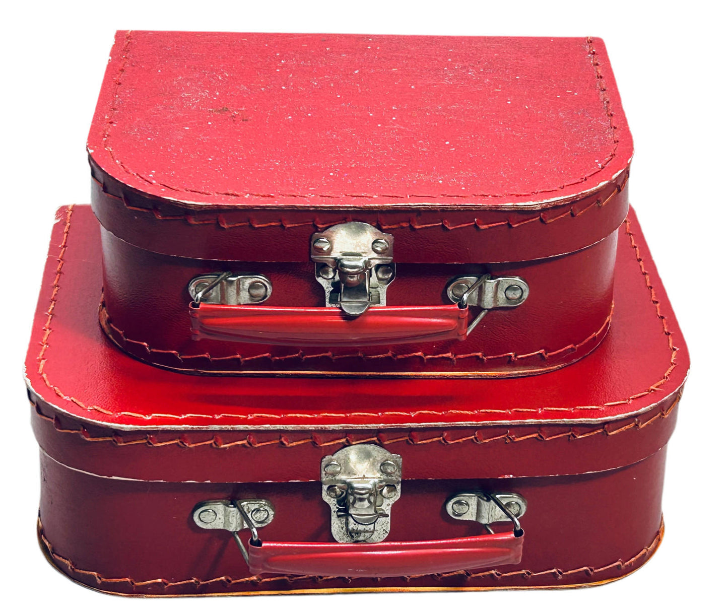 Vintage Petit Jour 2 Pc Red Doll Luggage Set Lunchbox Cardboard