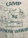 Stranger Things Gray "Camp Know Where '85" Shirt Ladies M