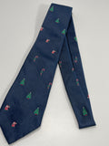 Vintage Neck Tie Robert Talbott for Ed Mitchell Navy Blue Christmas Images