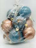 Bag of Ball Ornaments: 10 Marbled Blue, Gold, Glitter