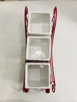 Godinger Red Metal Sleigh w/ 3 Ceramic Flatware Organizers 15" x 5" x 6"