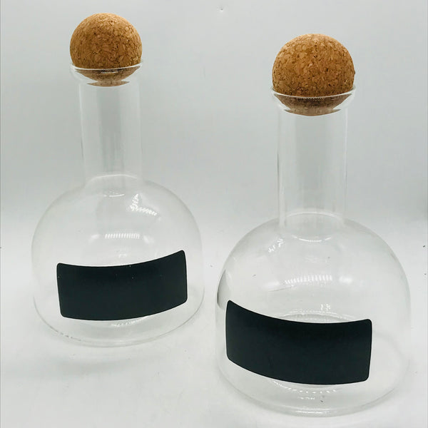 2 PC Glass Carafe  with Cork Ball Stoppers LOCAL PICK UP