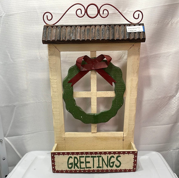 Wooden Christmas Window Box Decor 22" x 12"