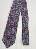Neck Tie IZOD Burgundy Floral with Purple & Gray Flowers 100% Cotton