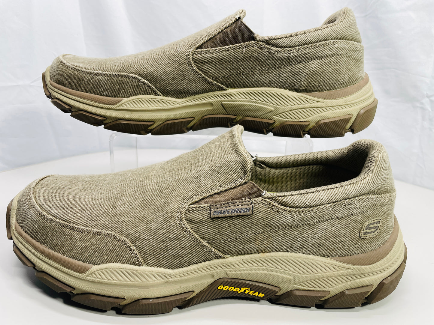 EUC Skechers Slip Ins Arch Fit Motley Denim Tan/Taupe Mens 13 EUC w/ Box