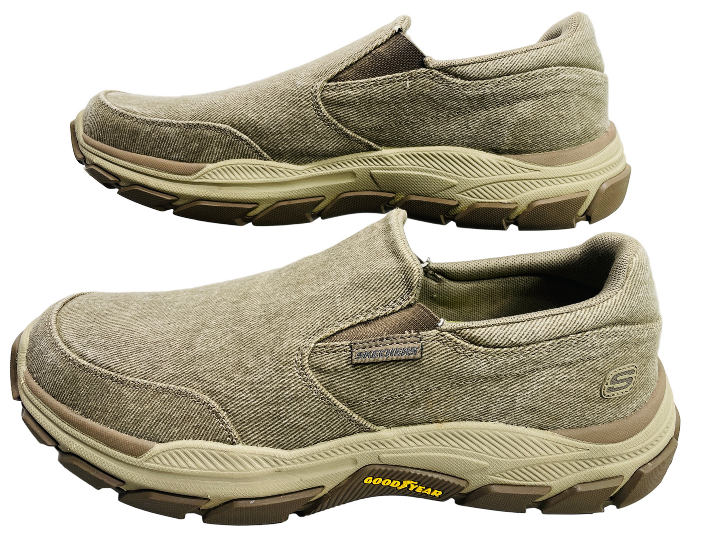EUC Skechers Slip Ins Arch Fit Motley Denim Tan/Taupe Mens 13 EUC w/ Box
