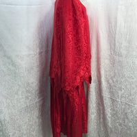 Simon Sez 2 PC Skirt Outfit Silky Floral Red With Shoulder Pads too!  FRESHLY LAUNDERED Ladies 14