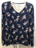 Croft & Barrow Navy Blue Floral Shirt Ladies XL