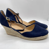 Talbots Wedge Summer Shoe Suede Navy Blue Ladies 9.5